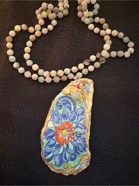 Handmade Floral- Shell Pendant Necklace
